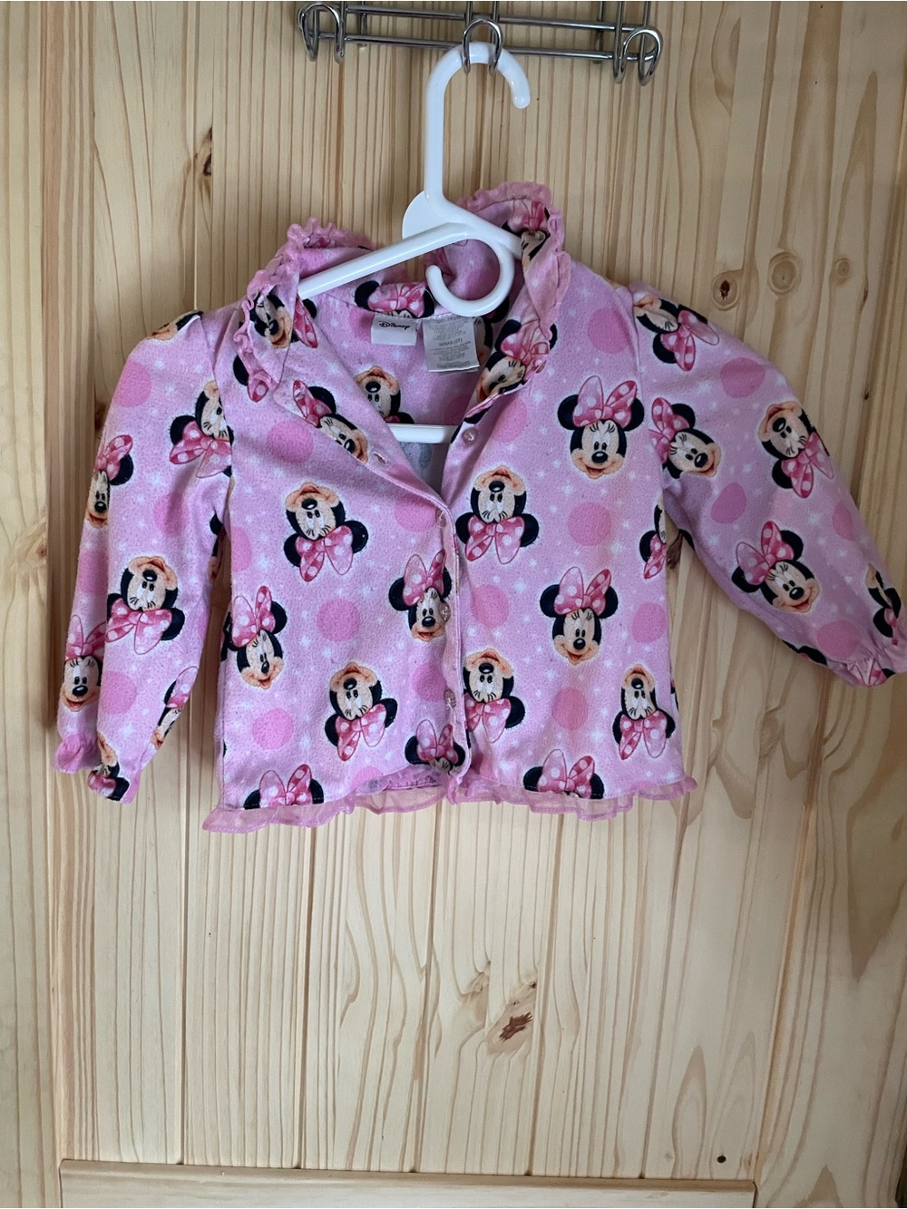 Disney Pink Minnie Mouse Ruffled-Trim Long Sleeve Top